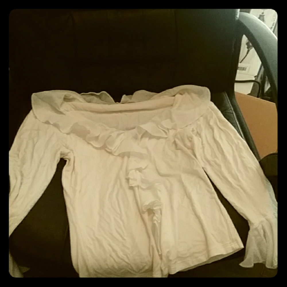 White ruffle shirt